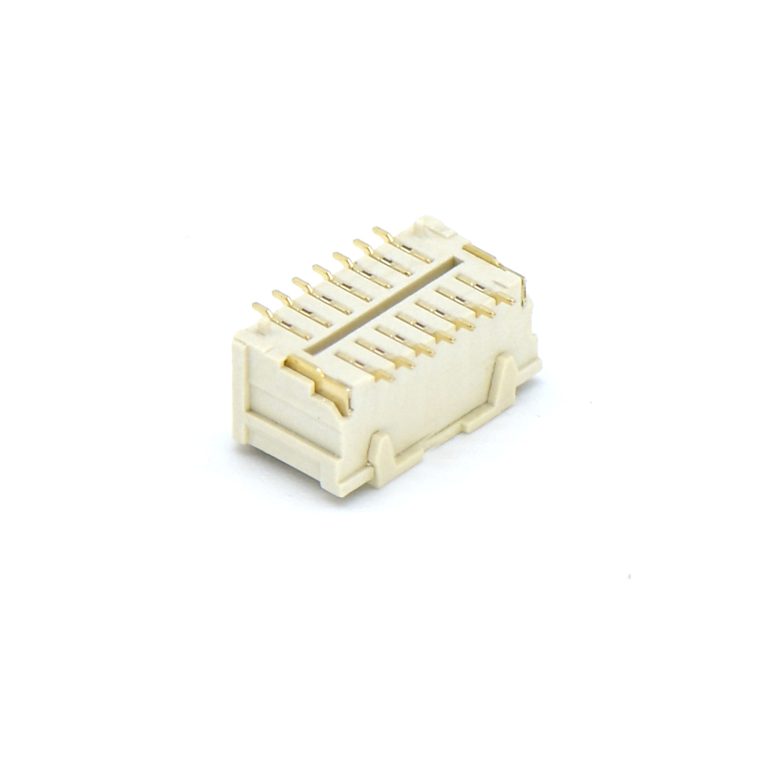 Pitch 1.00mm 直立式180°双排带扣SMT型Wafer 2×7Pin 本色 HF