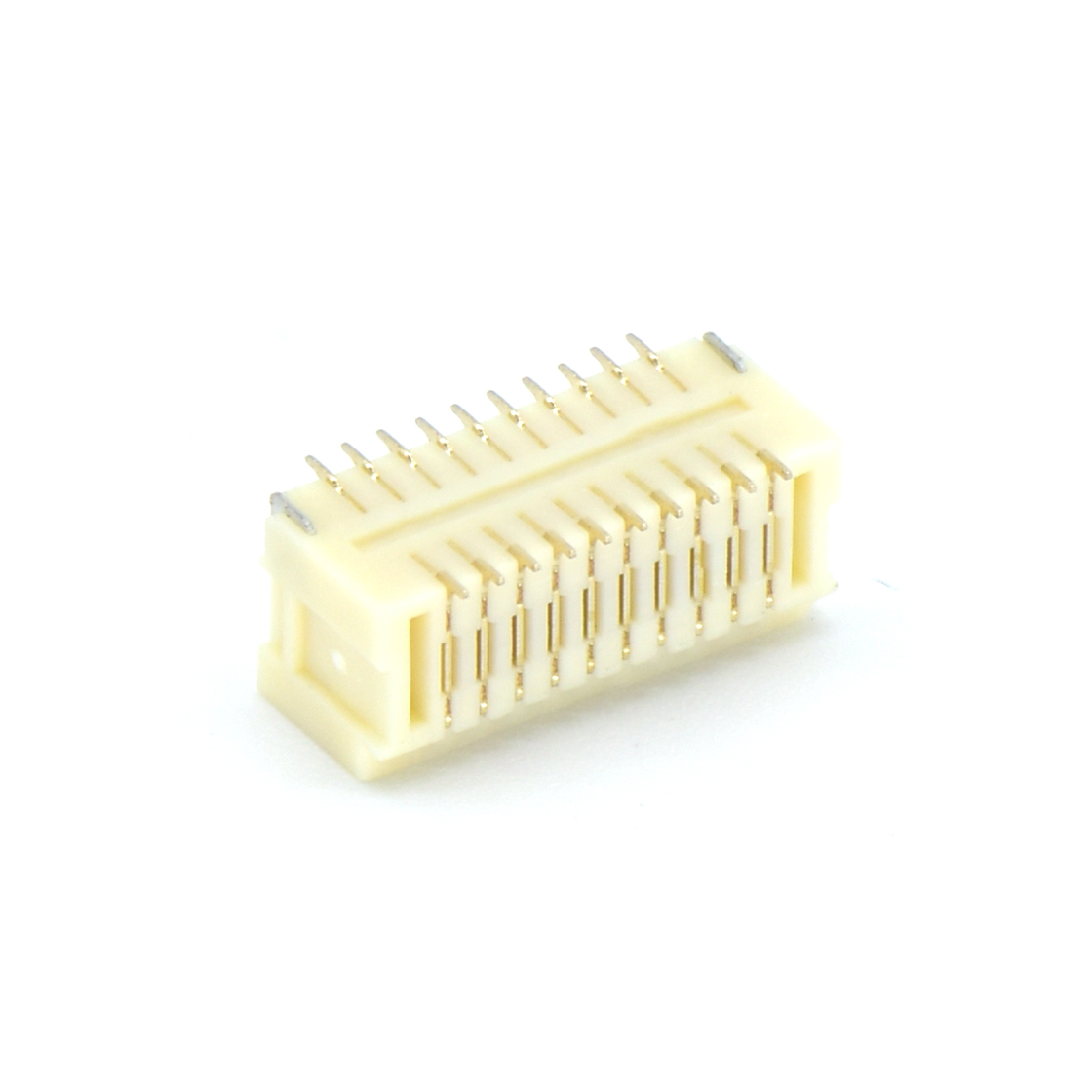 Pitch 1.00mm 90° 卧式双排带扣 SMT型 Wafer 2×10Pin 本色