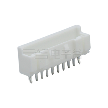 Pitch 2.00mm 180°单排带扣带柱 DIP型 Wafer 10Pin 本色 HF