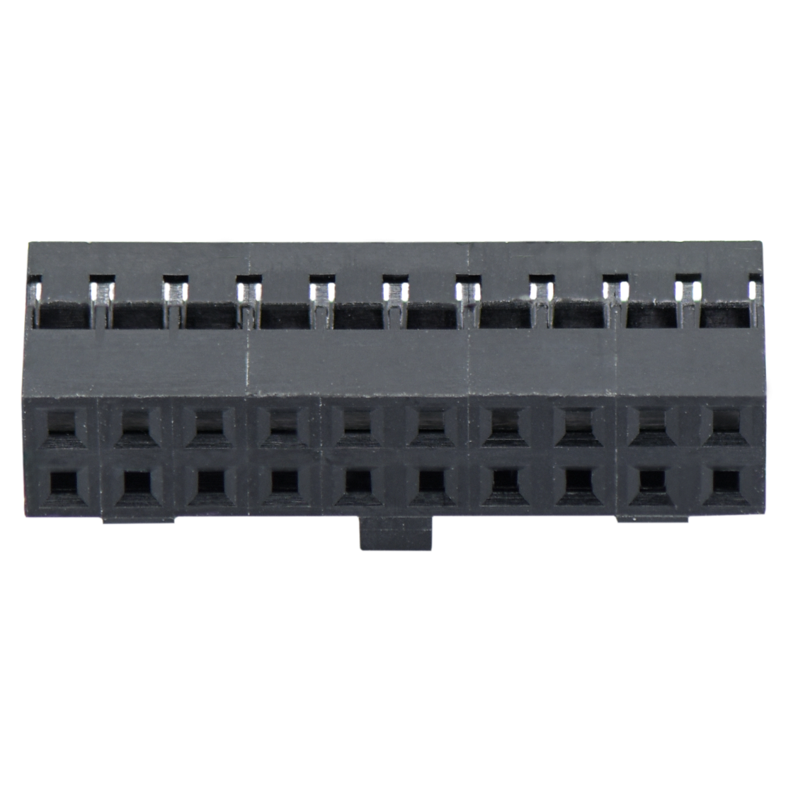 Pitch 2.00mm 双排Housing/带凸台防呆/带卡点 2×10Pin 黑色