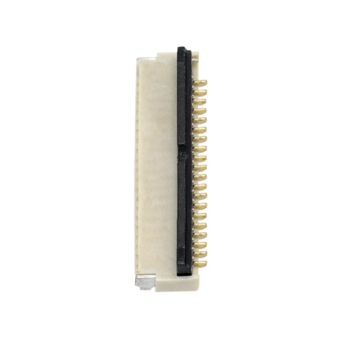 Pitch 0.50mm 90°H1.00mm 卧式双面接后掀盖 SMT型 FPC 20Pin 黑色