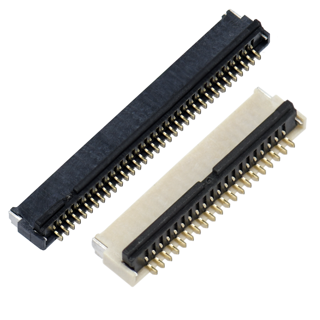 Pitch 0.50mm 90°H1.00mm 卧式双面接后掀盖 SMT型 FPC 20Pin 黑色