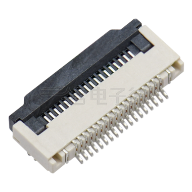 Pitch 0.50mm 90°H2.00mm 卧式下接前掀盖 SMT型FPC 30Pin 自然色 HF