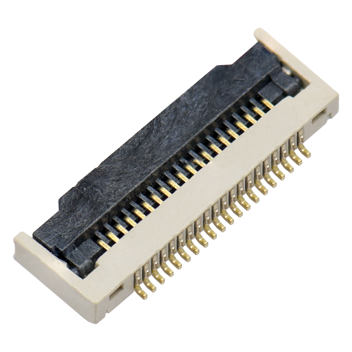 Pitch 0.50mm 90°H1.80mm 卧式下接前掀盖 SMT型 FPC 20Pin 自然色 HF