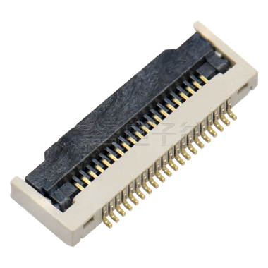 Pitch 0.50mm 90°H1.80mm 卧式下接前掀盖 SMT型 FPC 20Pin 自然色 HF