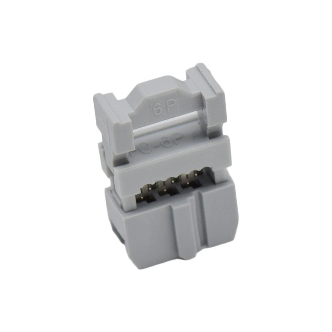 Pitch 2.54mm 180° 双排 DIP IDC 三件套 2X3P 灰色 PBT，94V-0 镀半金G/F
