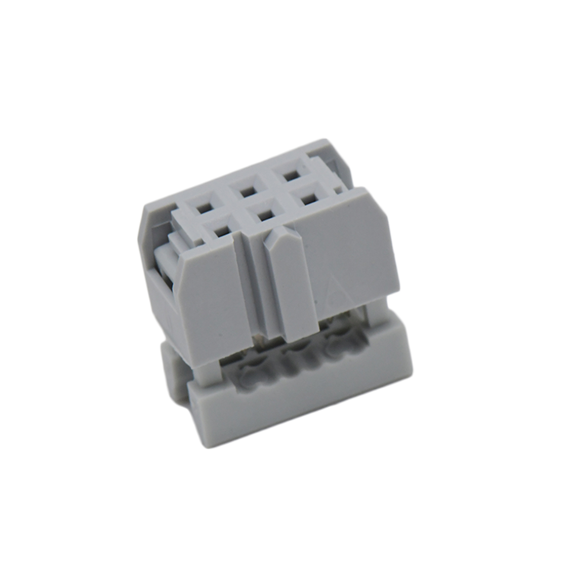 Pitch 2.54mm 180° 双排 DIP IDC 三件套 2X3P 灰色 PBT，94V-0 镀半金G/F