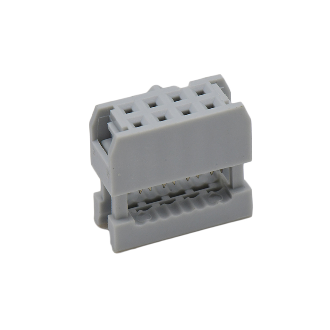 Pitch 2.54mm 180° 双排 DIP IDC 三件套 2X4P 灰色 PBT，94V-0 镀半金G/F