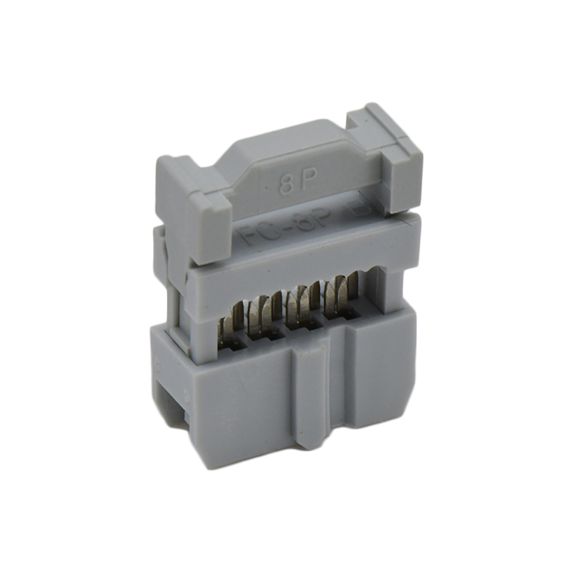 Pitch 2.54mm 180° 双排 DIP IDC 三件套 2X4P 灰色 PBT，94V-0 镀半金G/F