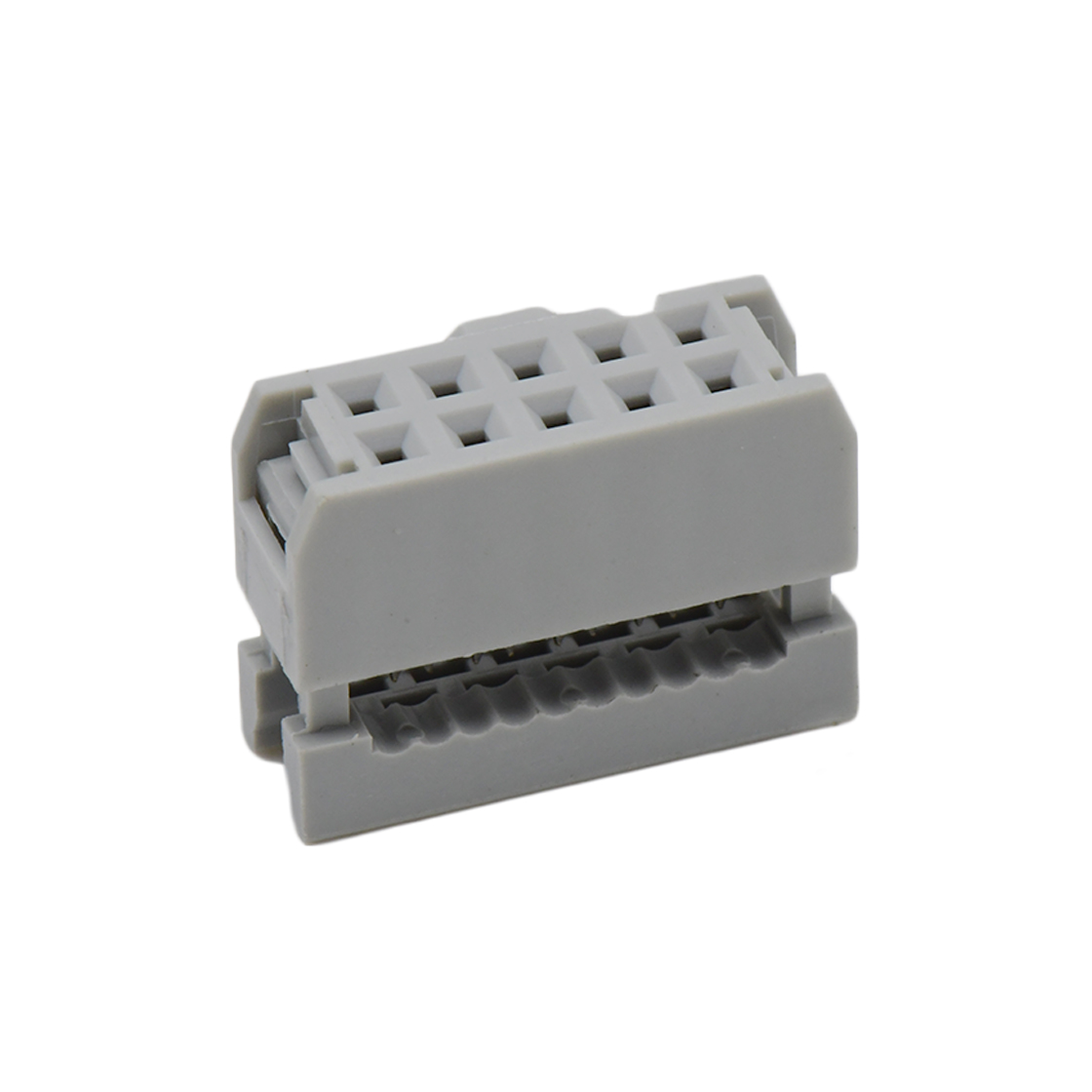 Pitch 2.54mm 180° 双排 DIP IDC 三件套 2X5P 灰色 PBT，94V-0 镀半金G/F