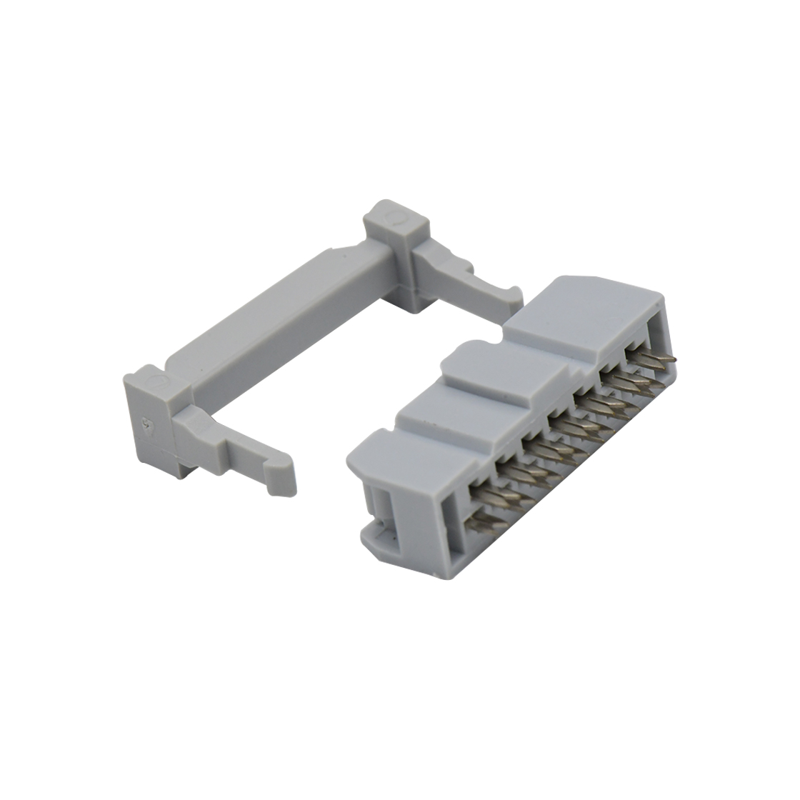Pitch 2.54mm 180° 双排 DIP IDC 三件套 2X7P 灰色 PBT，94V-0 镀半金G/F