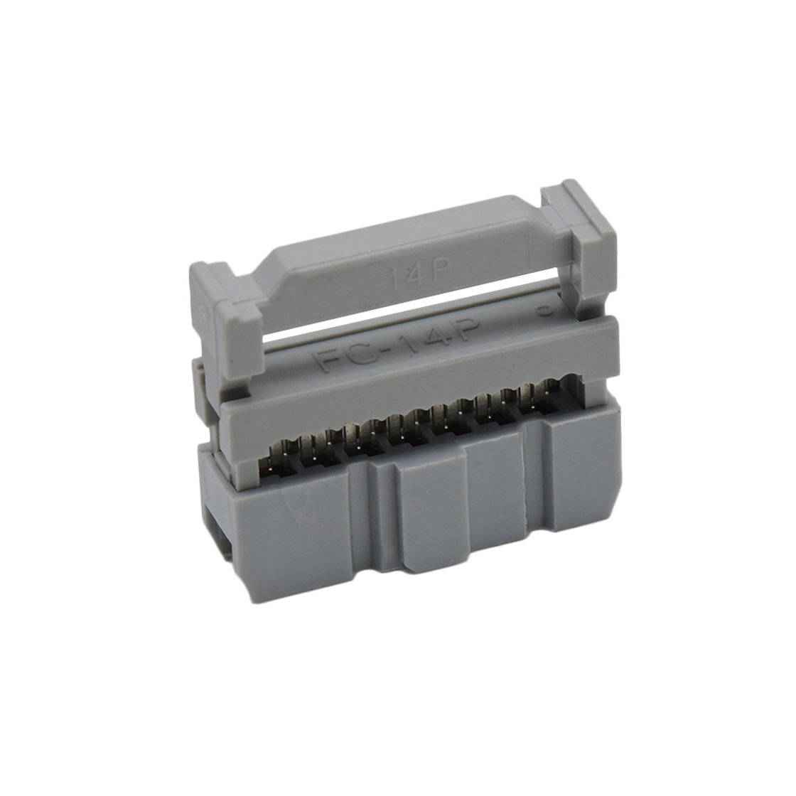 Pitch 2.54mm 180° 双排 DIP IDC 三件套 2X7P 灰色 PBT，94V-0 镀半金G/F