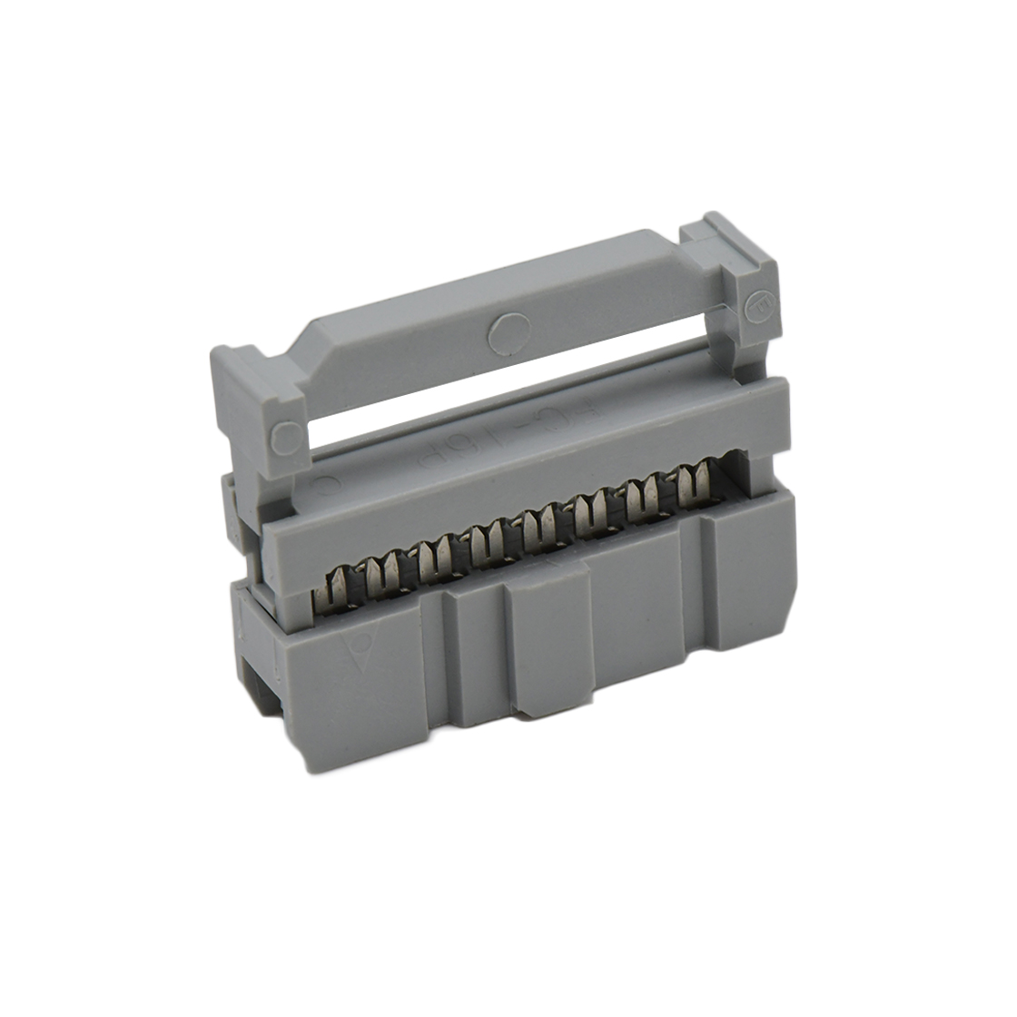 Pitch 2.54mm 180° 双排 DIP IDC 三件套 2X8P 灰色 PBT，94V-0 镀半金G/F