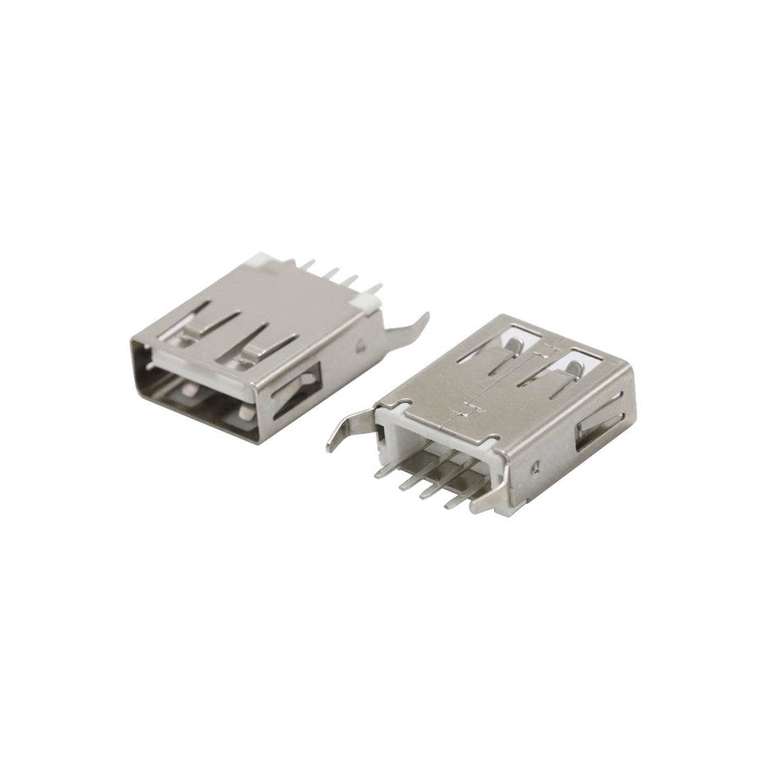 USB2.0  A TYPE  立插 L=15.0mm 平口 铁壳镀镍 PBT 黄铜 G/F