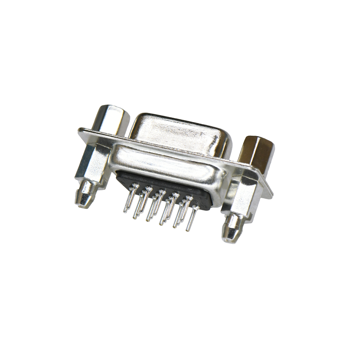 D-SUB HDP 15Pin 母头 180°DIP 黑色 前铆5.8螺母,后铆6.0鱼叉