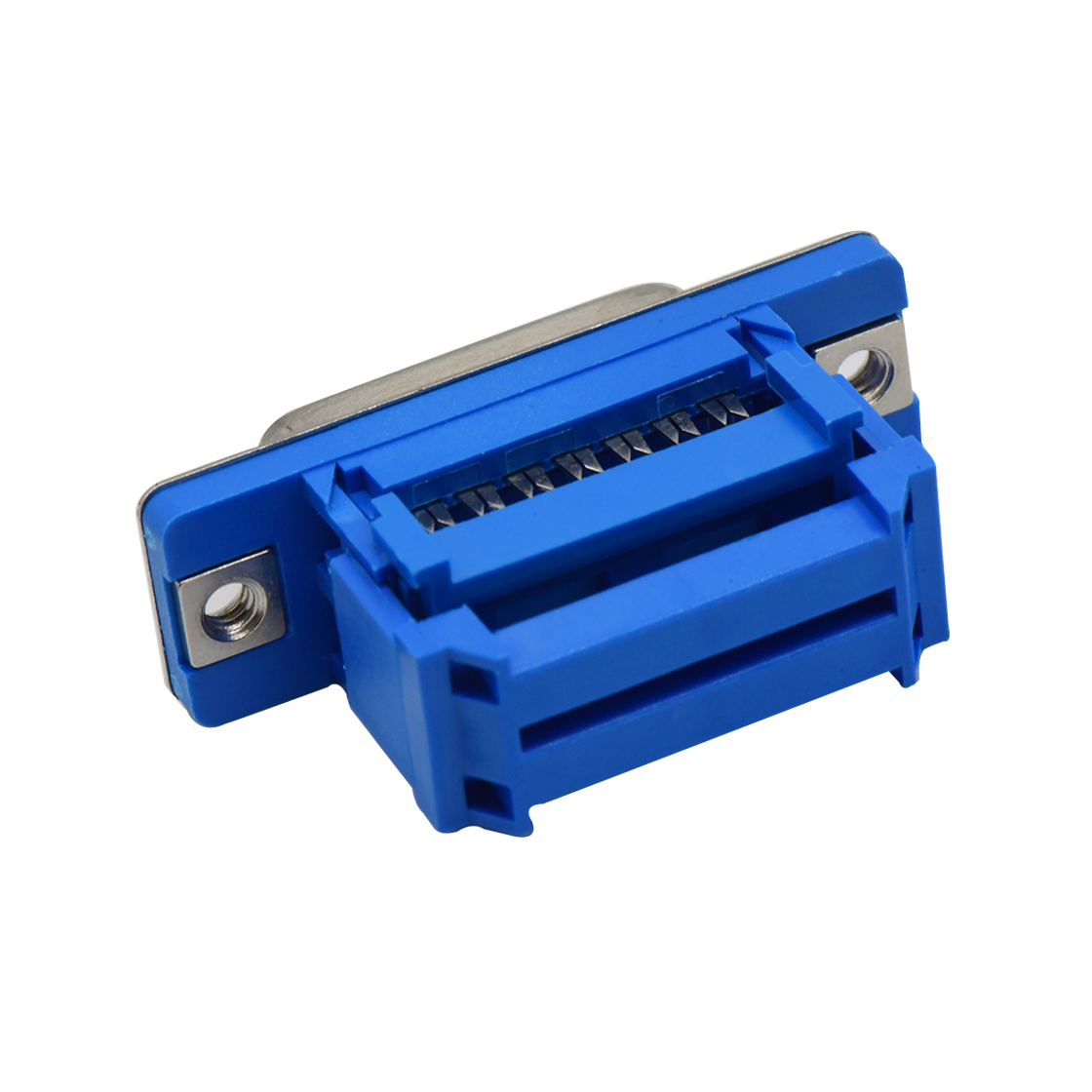 D-IDC 15P母座压排式 三件式 PBT蓝胶 G/F 铁壳镀镍 48H
