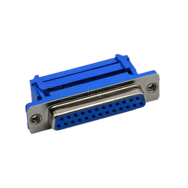 D-IDC 25P母座压排式 三件式 PBT蓝胶 G/F 铁壳镀镍 48H