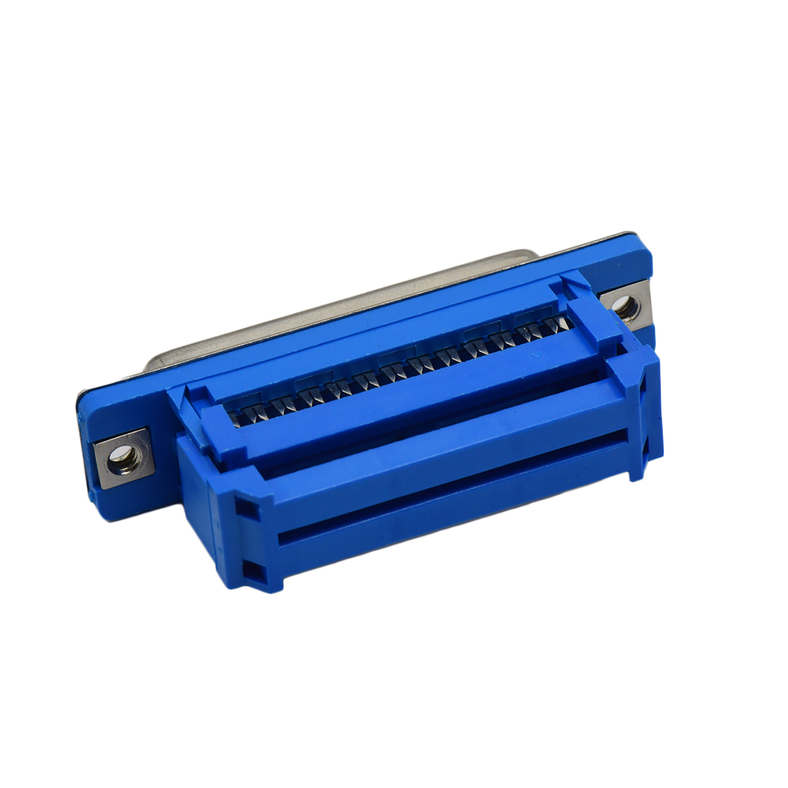 D-IDC 25P母座压排式 三件式 PBT蓝胶 G/F 铁壳镀镍 48H