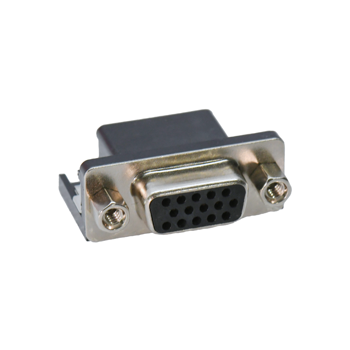 D-SUB HDR 8.89 15Pin 母头 90°DIP 黑色 叉锁 4.8螺丝