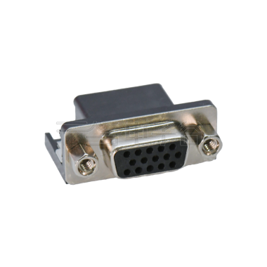 D-SUB HDR 8.89 15Pin 母头 90°DIP 黑色 叉锁 4.8螺丝