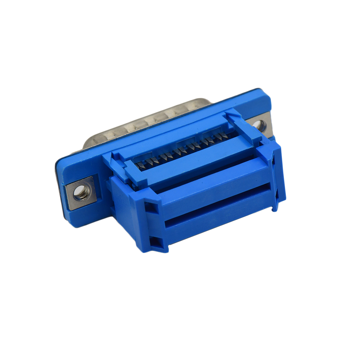 D-IDC 15P公头压排式 三件式 PBT蓝胶 G/F 铁壳镀镍 48H