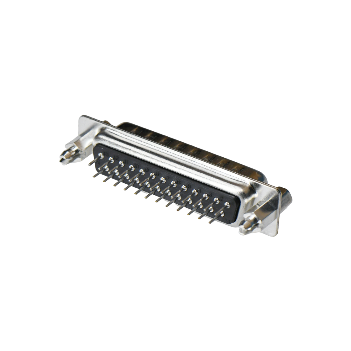 D-SUB DP 25Pin 公头 180°DIP 黑色 前铆5.8螺母,后铆6.0鱼叉