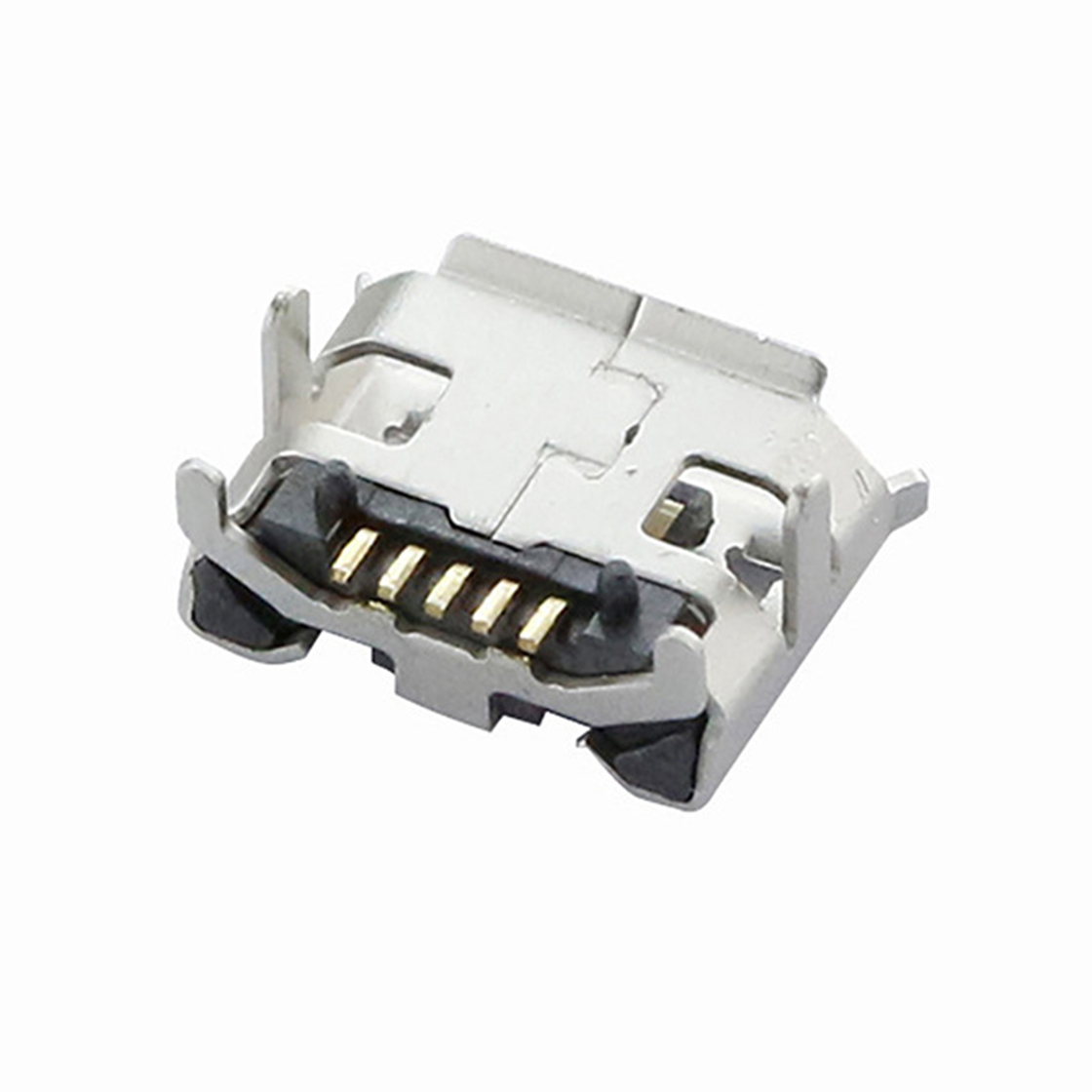 Micro USB B TYPE 5P母座牛角外1.0(7.15×6.6)有边有柱