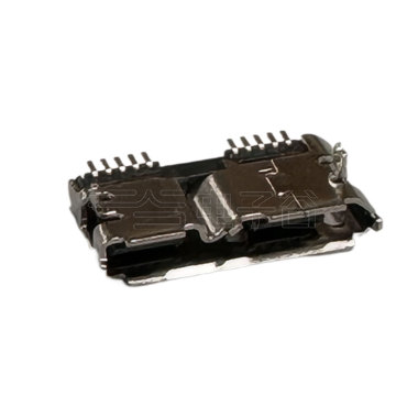Micro USB3.0 B Type 两脚插板脚高1.2 有边 不锈钢镀镍 G/F LCP黑色