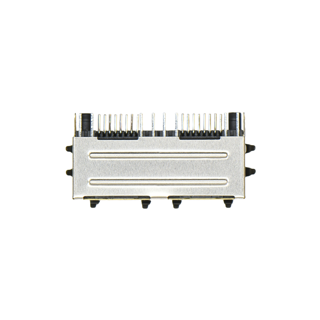 RJ45 1X2 56 空包弹(左黄右绿)PA46 磷铜圆针 G/F