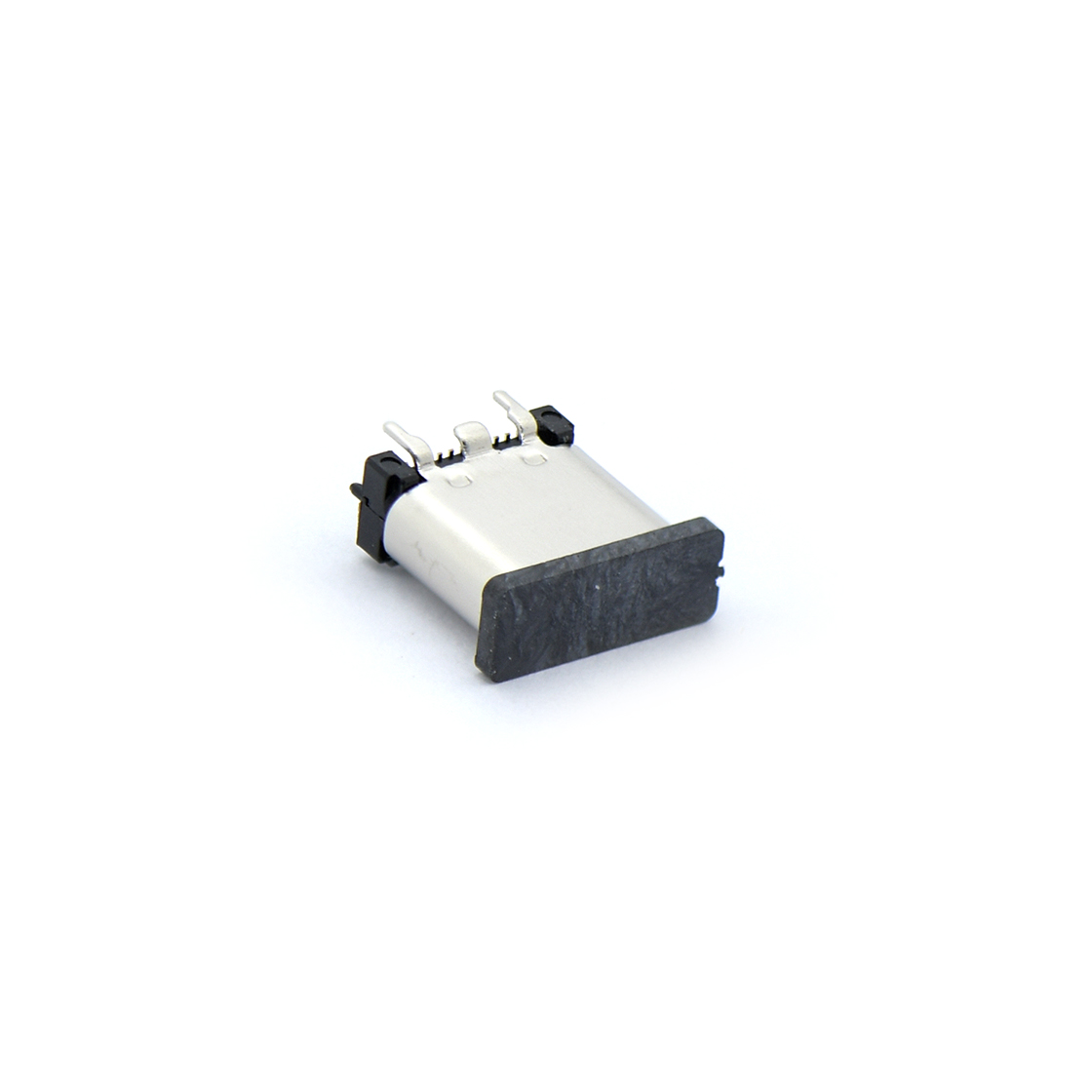 Type C 24P/F 立贴 外壳四脚插板 L=8.80mm 不锈钢 镀镍 3U" LCP黑色 电流5A