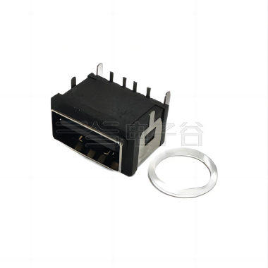 USB2.0 A TYPE 卧式反向 防水IP67 不锈钢镀镍 端子G/F 耐高温料 黑胶