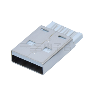 USB2.0 AM 短体焊线式 L=20.5mm 铁壳镀镍 G/F PBT UL94V-0白色
