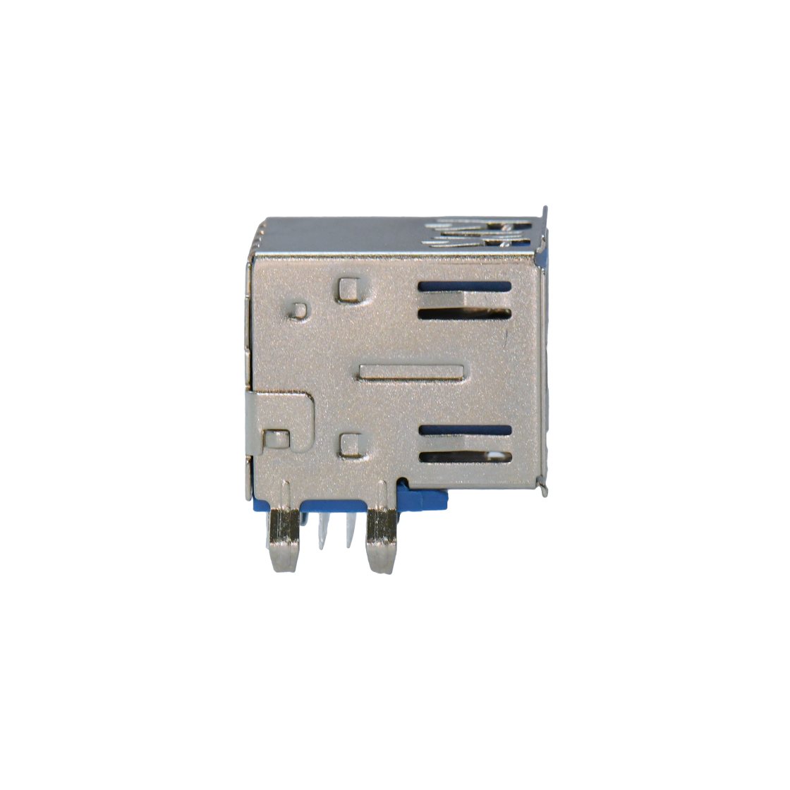 USB3.0 AF双层 DIP 弯脚插板 有边 铁壳镀镍 G/F PBT蓝色 电流1.5A