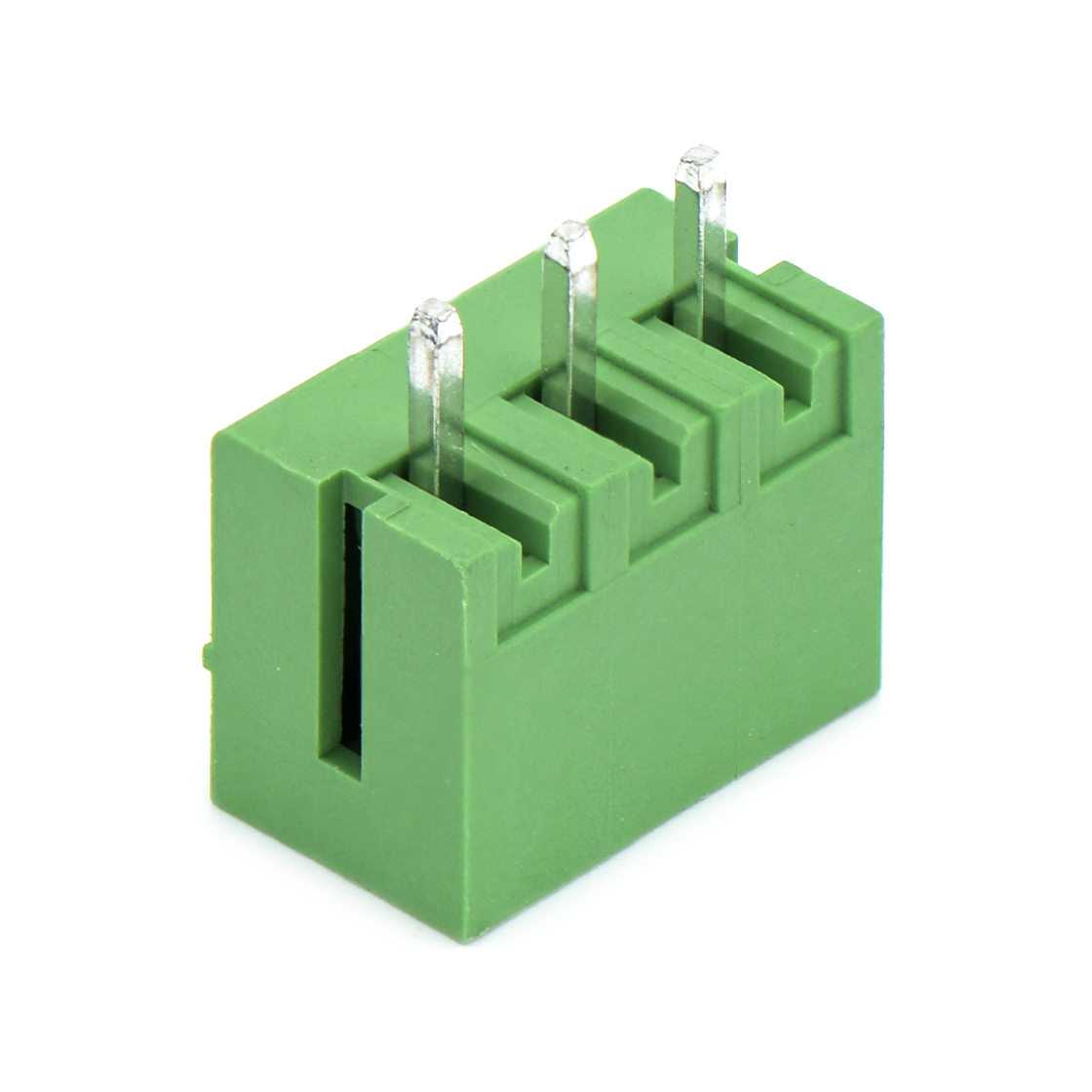 PCB封闭插拔式接线端子3Pin 间距3.81mm 绿色插座 针脚180°
