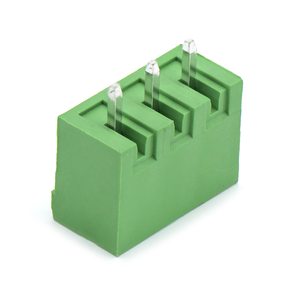 PCB封闭插拔式接线端子3Pin 间距5.08mm 绿色插座 针脚180°
