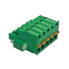 PCB弹簧插拔式接线端子 间距5.00mm 绿色插头 带法兰
