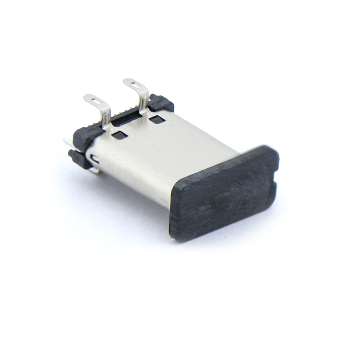 Type C 24P/F 立贴 外壳四脚插板 L=11.1mm 不锈钢 镀镍 3U" LCP黑色 电流3A