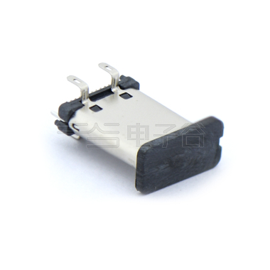 Type C 24P/F 立贴 外壳四脚插板 L=11.1mm 不锈钢 镀镍 3U" LCP黑色 电流3A