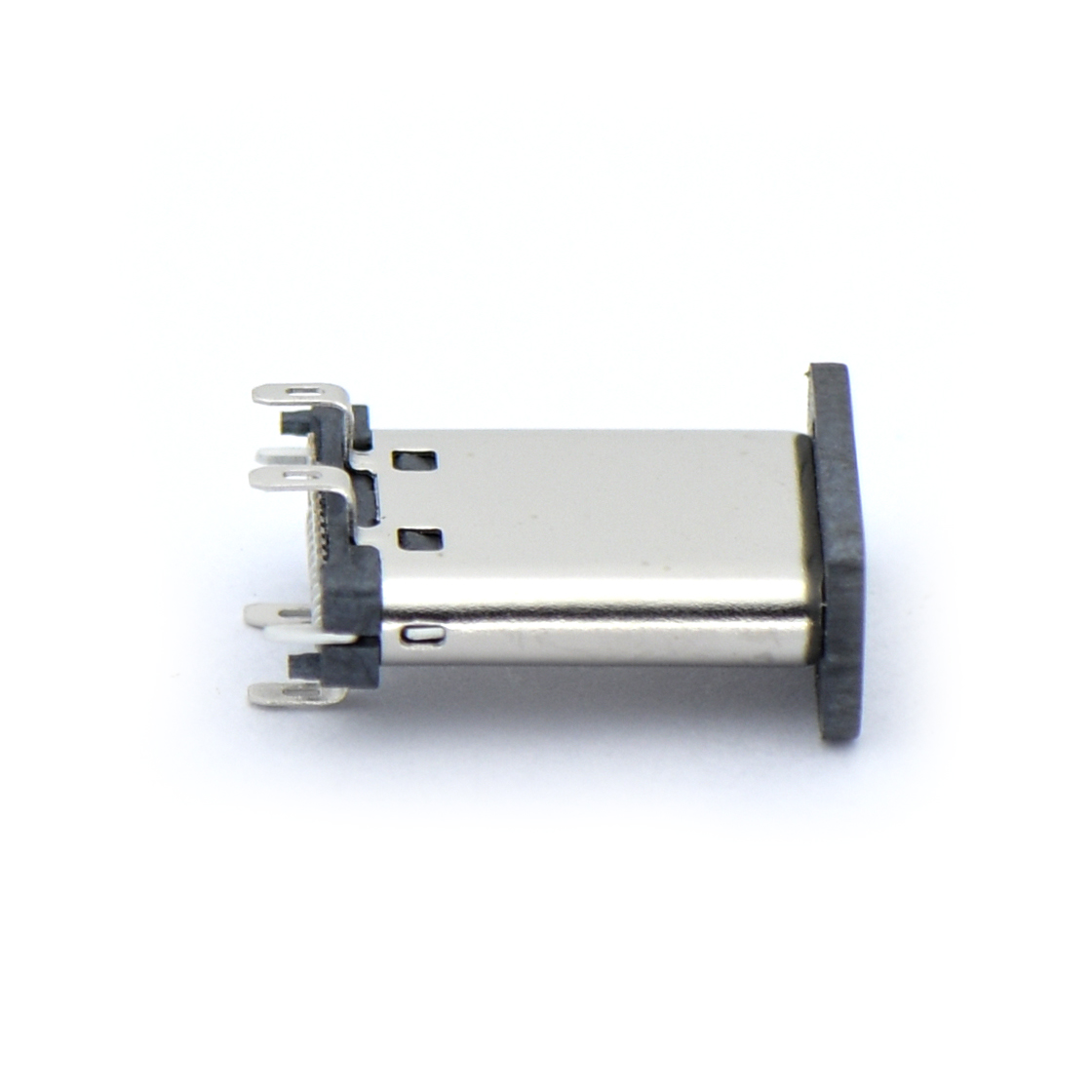 Type C 24P/F 立贴 外壳四脚插板 L=11.1mm 不锈钢 镀镍 3U" LCP黑色 电流3A
