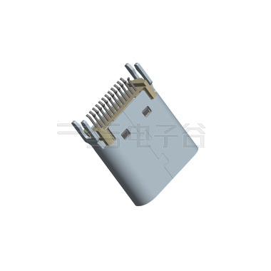 TYPE C 24P/F PCB=1.0mm (L=9.25mm)不锈钢 镀镍 G/F PA9T黑色 电流5A