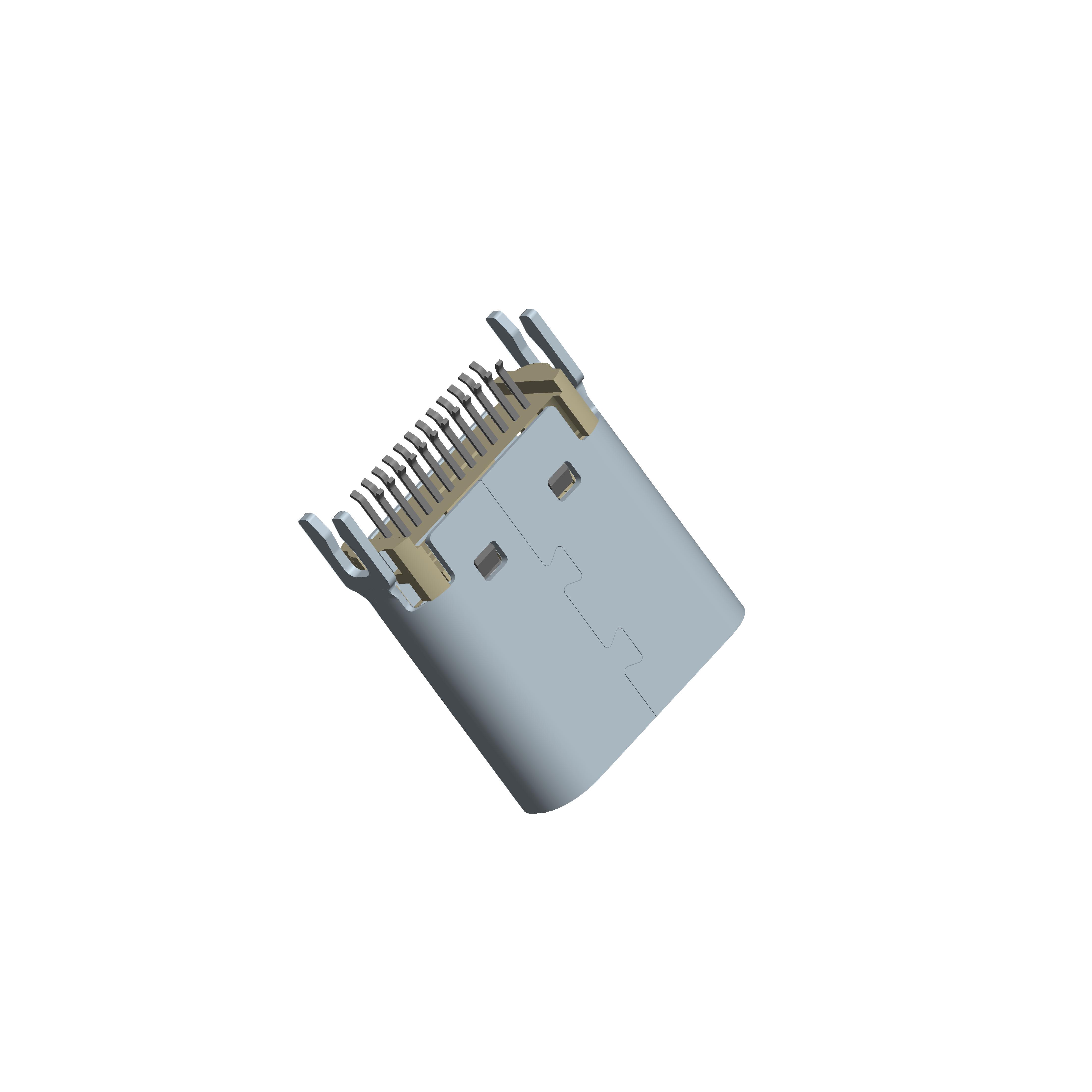 Type C 24P/F 夹板式0.8mm  L=9.30mm 不锈钢 镀镍 3U" LCP黑色 电流5A