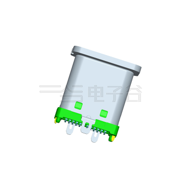 Type C 24P/M 立贴 外壳三脚插板 L=9.0mm 不锈钢 镀镍 3U" LCP黑色 电流3A