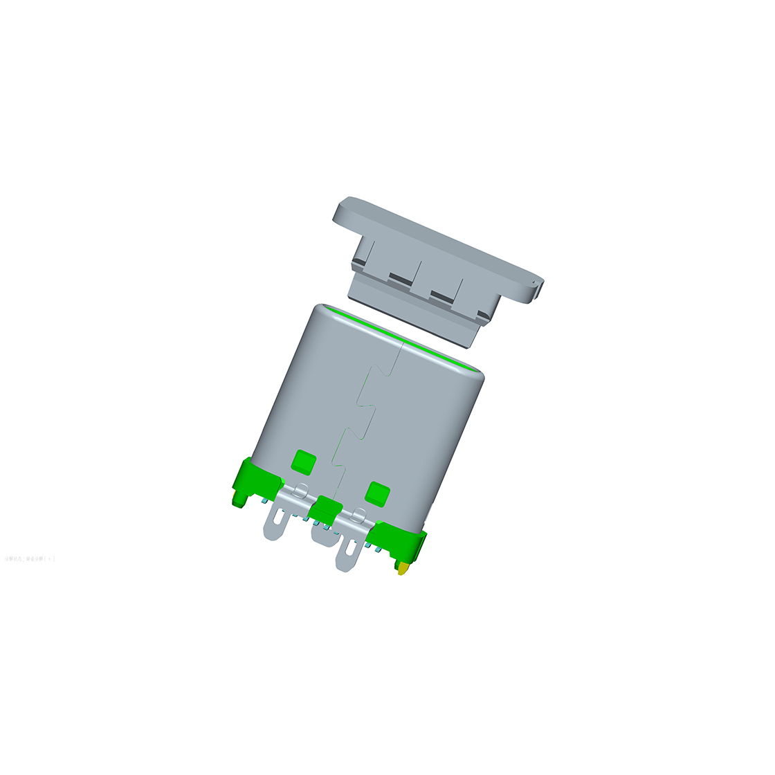 Type C 24P/M 立贴 外壳三脚插板 L=9.0mm 不锈钢 镀镍 3U" LCP黑色 电流3A