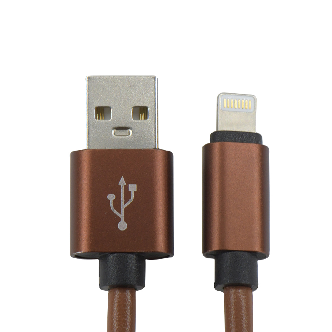 USB AM 对 苹果直头 棕色 PU皮 铝壳