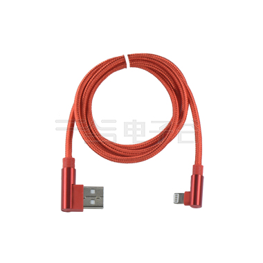 USB AM 对 苹果 90°弯头 红色尼龙编织