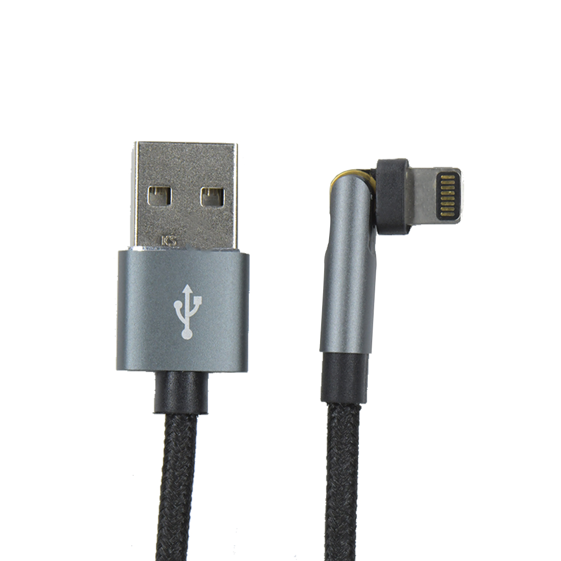 USB AM 对 苹果 黑色尼龙编织 铝壳 180°旋转