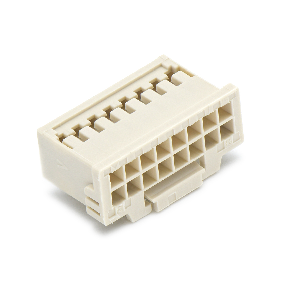 Pitch 2.00mm 双排带扣Housing 无logo 2x8Pin 本色