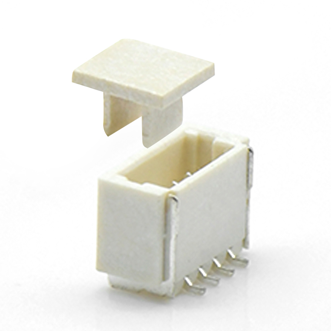 Pitch 1.00mm 180° 单排立贴 Wafer 4Pin 本色 亮锡