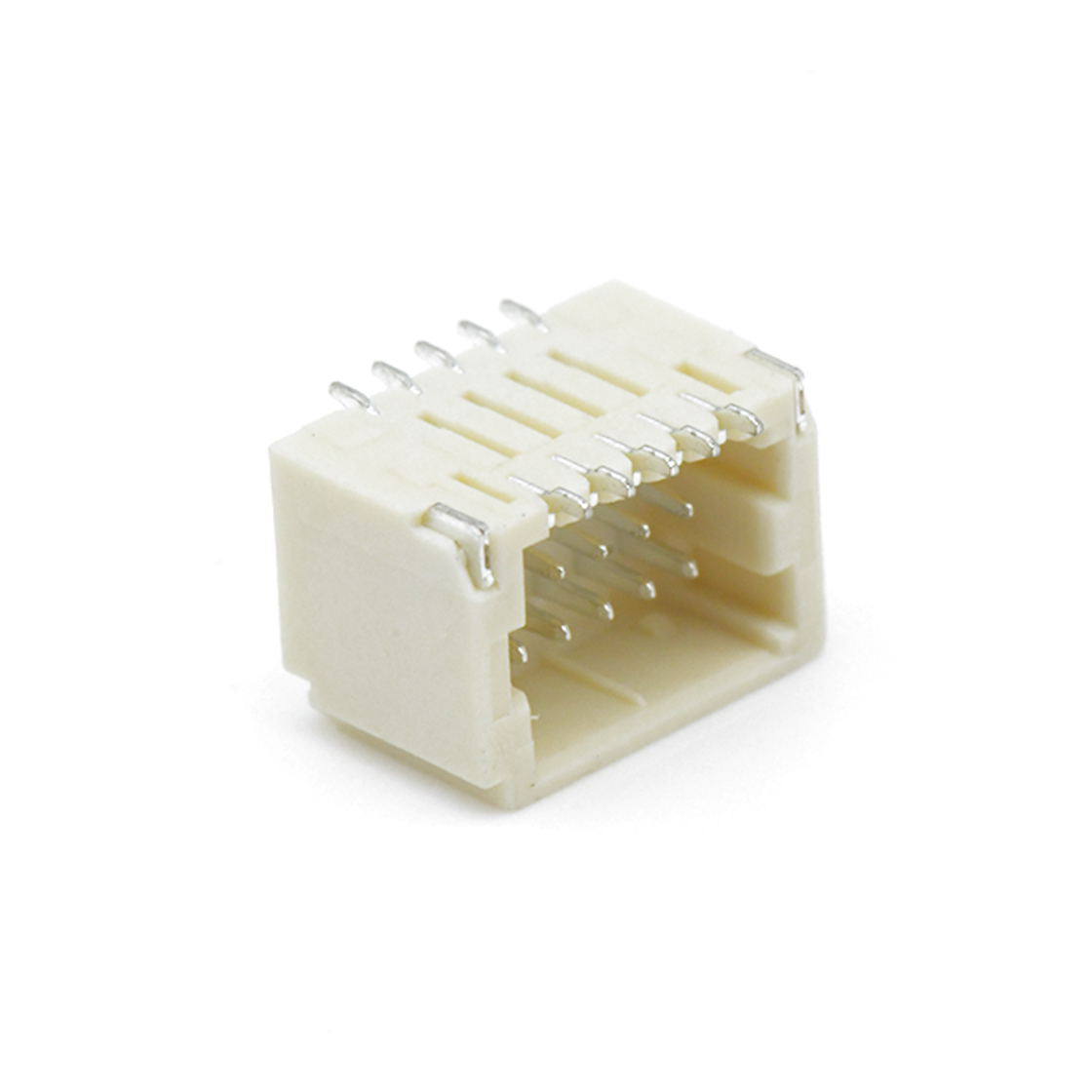 Pitch 1.00mm 90º 双排卧贴Wafer 2x5Pin 本色 镀亮锡