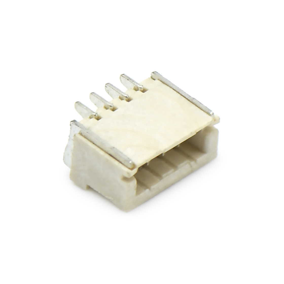 Pitch1.0mm 90°单排带扣卧贴 Wafer 4Pin 本色 镀亮锡